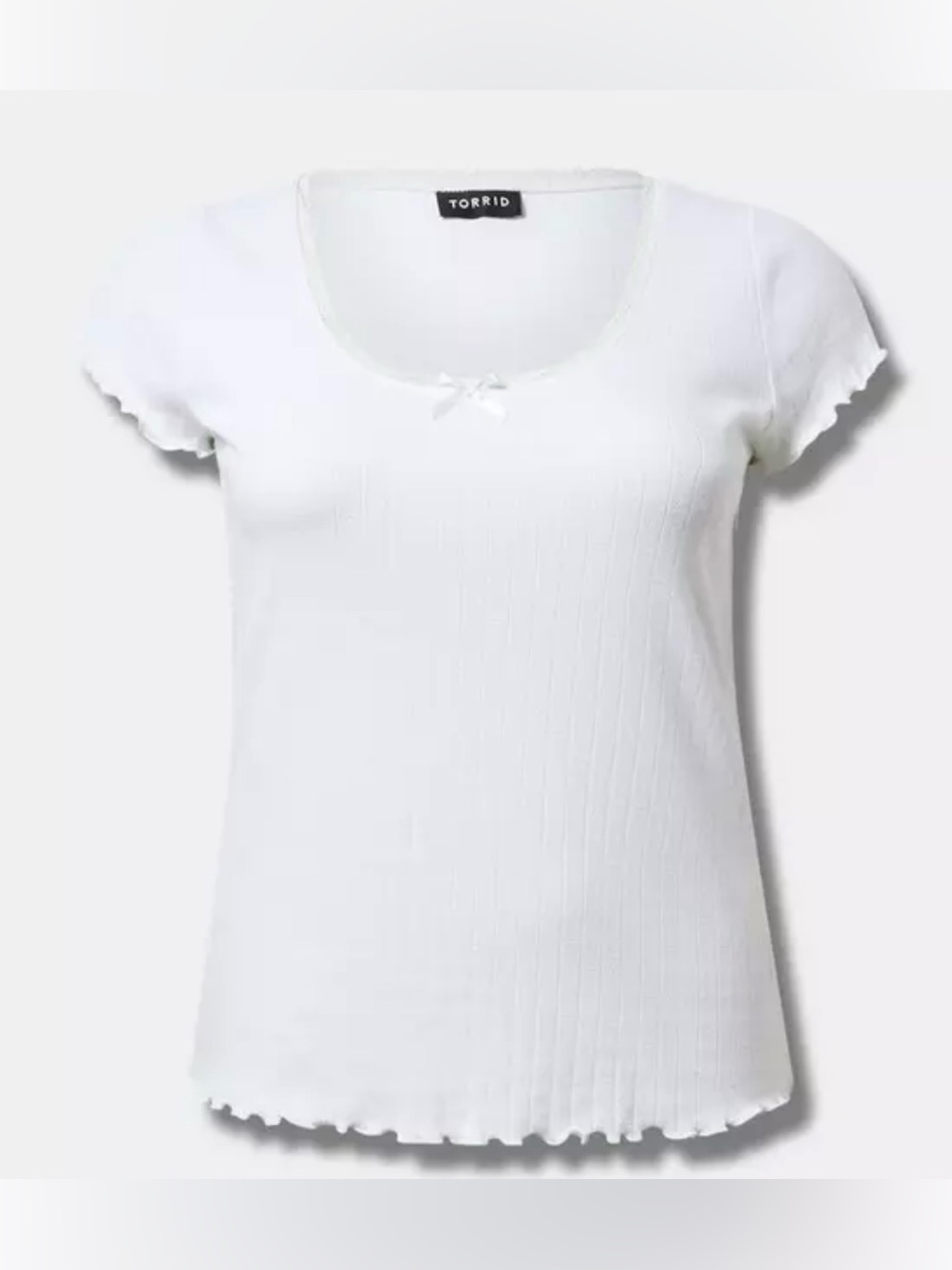 Torrid Lace Trim Pointelle Scallop Edge White Top Size 00